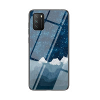 Силиконов кейс със стъклен гръб за Xiaomi Redmi 9T - звезди