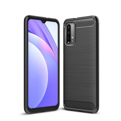Релефен силиконов гръб за Xiaomi Redmi 9T - черен