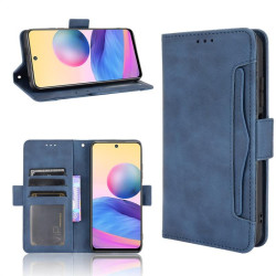 Кожен калъф тип портмоне с магнитна закопчалка за Xiaomi Redmi Note 10 5G/POCO M3 Pro - тъмно син