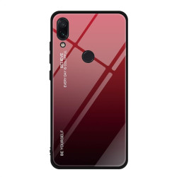 Силиконов кейс със стъклен гръб за Xiaomi Redmi Note 7 - червен градиент