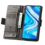 Кожен калъф тип портмоне за Xiaomi Redmi Note 9 Pro - сив с лента - 2 Кожен калъф тип портмоне за Xiaomi Redmi Note 9 Pro - сив с лента - 2