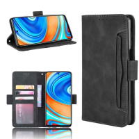 Кожен калъф тип портмоне с магнитна закопчалка за Xiaomi Redmi Note 9 Pro - черен