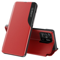 Тънък кожен калъф за Xiaomi Redmi 10C – червен