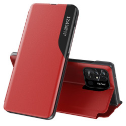 Тънък кожен калъф за Xiaomi Redmi 10C – червен
