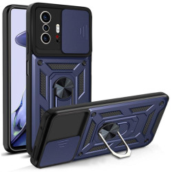 Хибриден гръб със стойка и слайдер за камера за Xiaomi 11T 5G/11T Pro - тъмно син
