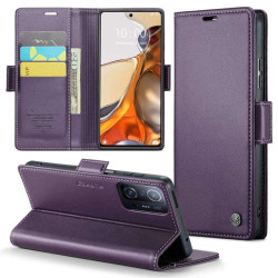 Кожен калъф страничен flip марка CASEME за Xiaomi 11T 5G/11T – лилав