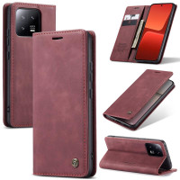 Калъф страничен flip марка CASEME за Xiaomi 13 – винено червен
