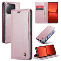 Кожен калъф страничен flip марка CASEME за Xiaomi 13 – розов