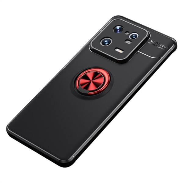 Силиконов гръб със стойка тип пръстен за Xiaomi 13 Pro - червен