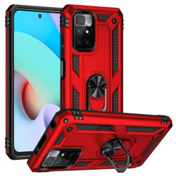 Хибриден гръб със стойка тип пръстен за Xiaomi Redmi 10 - червен