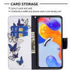 Калъф тип портмоне за Xiaomi Redmi Note 11 Pro 5G - сини пеперуди - 1 Калъф тип портмоне за Xiaomi Redmi Note 11 Pro 5G - сини пеперуди - 1
