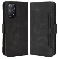 Кожен калъф тип портмоне с магнитна закопчалка за Xiaomi Redmi Note 11 Pro 5G - черен