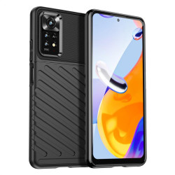 Подсилен силиконов гръб на черти за Xiaomi Redmi Note 11 Pro 5G - черен