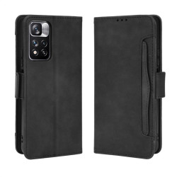 Кожен калъф тип портмоне с магнитна закопчалка за Xiaomi Redmi Note 11 Pro+ 5G - черен