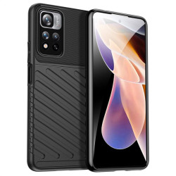 Подсилен силиконов гръб на черти за Xiaomi Redmi Note 11 Pro+ 5G - черен