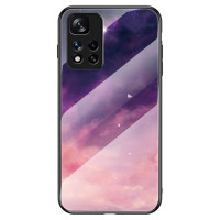 Силиконов кейс със стъклен гръб за Xiaomi Redmi Note 11 Pro + 5G - лилаво небе