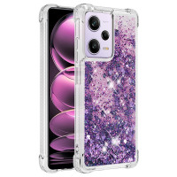 Силиконов гръб с течност с брокат за Xiaomi Redmi Note 12 Pro 5G - лилав