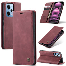 Калъф страничен flip марка CASEME за Xiaomi Redmi Note 12 Pro 5G – винено червен