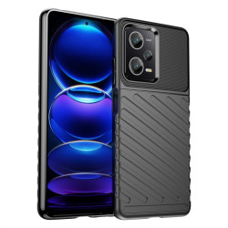 Подсилен силиконов гръб на черти за Xiaomi Redmi Note 12 Pro 5G - черен
