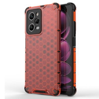 Хибриден гръб с ромбоидна шарка за Xiaomi Redmi Note 12 Pro 5G - червен