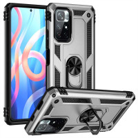 Хибриден гръб със стойка за POCO M4 Pro - сребрист
