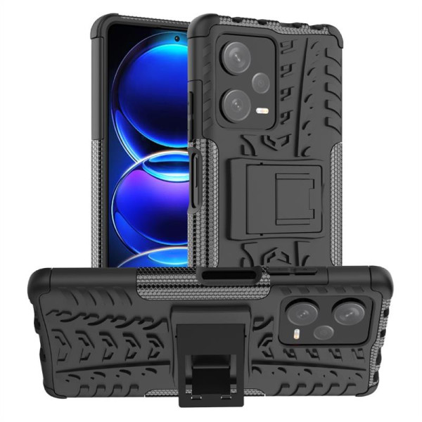 Двупластов гръб със стойка за Xiaomi Redmi Note 12 Pro+ 5G - черен