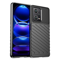 Подсилен силиконов гръб на черти за Xiaomi Redmi Note 12 Pro+ 5G - черен