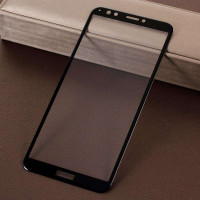 Извит 3D удароустойчив стъклен протектор покриващ целия екран за Huawei Y7 Prime 2018 - цвят черен