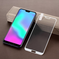 Удароустойчив стъклен протектор покриващ целия екран за Huawei Honor 10 - цвят бял