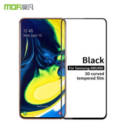 Удароустойчив стъклен протектор покриващ целия екран марка MOFI за Samsung Galaxy A80 - с черна рамка