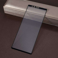 Удароустойчив стъклен протектор покриващ целия екран за Sony Xperia 1 - цвят черен
