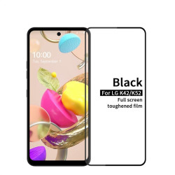 Удароустойчив стъклен протектор за екран за LG K42/K52 - с черна рамка