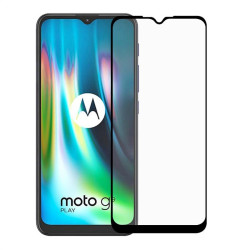 Удароустойчив стъклен протектор за Motorola Moto G9 Play - с черна рамка