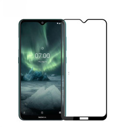 Удароустойчив стъклен протектор за Nokia 7.2 - цвят черен