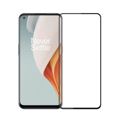 Извит 3D удароустойчив стъклен протектор покриващ целия екран за OnePlus Nord N100 - с черна рамка