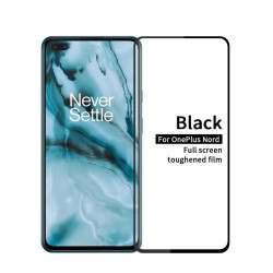 Удароустойчив стъклен протектор покриващ целия екран за OnePlus Nord - с черна рамка