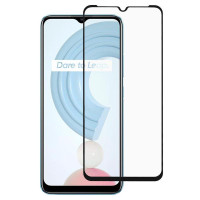 Удароустойчив стъклен протектор за Realme C21 - с черна рамка