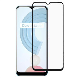Удароустойчив стъклен протектор за Realme C21 - с черна рамка