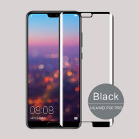 Извит 3D удароустойчив стъклен протектор покриващ целия екран марка MOFI за Huawei P20 Pro - цвят черен