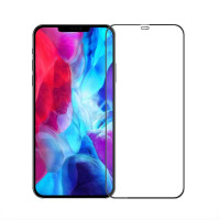 Извит 3D удароустойчив стъклен протектор покриващ целия екран марка MOFI за iPhone 12 и iPhone 12 Pro - цвят черен