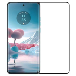 Извит 3D удароустойчив стъклен протектор покриващ целия екран марка MOFI за Motorola Edge 40 Neo 5G - с черна рамка 