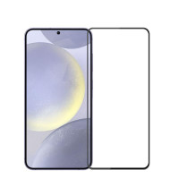 Извит 3D удароустойчив стъклен протектор покриващ целия екран марка MOFI за Samsung Galaxy S25 - с черна рамка 