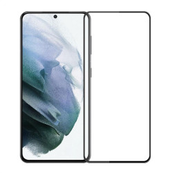 Удароустойчив стъклен протектор покриващ целия екран марка MOFI за Samsung Galaxy S21 FE - с черна рамка