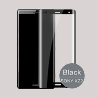 Извит 3D удароустойчив стъклен протектор покриващ целия екран марка MOFI за Sony Xperia XZ2 - цвят черен