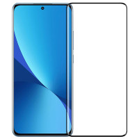 Извит 3D удароустойчив стъклен протектор покриващ целия екран марка MOFI за Xiaomi 12 - с черна рамка