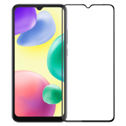 Извит 3D удароустойчив стъклен протектор покриващ целия екран марка MOFI за Xiaomi Redmi 10C - с черна рамка