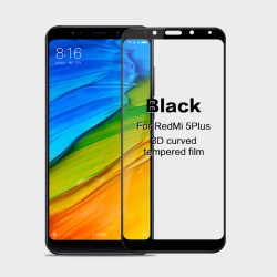 Извит 3D удароустойчив стъклен протектор покриващ целия екран марка MOFI за Xiaomi Redmi Note 5 - цвят черен
