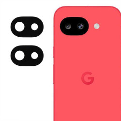 Два броя удароустойчив стъклен протектор за камера за Google Pixel 10a - черна рамка