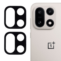 Два броя удароустойчив стъклен протектор за камера за OnePlus 15 - черна рамка